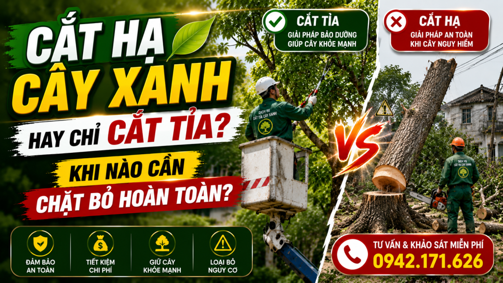 Cắt hạ cây xanh hay chỉ cắt tỉa? Khi nào cần chặt bỏ hoàn toàn?